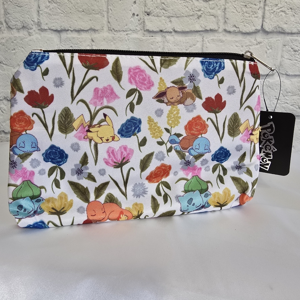 Pokemon Starters Floral Travel Pouch Pokémon Bag Pikachu Eevee Gen 1 Starter New - Picture 7 of 16